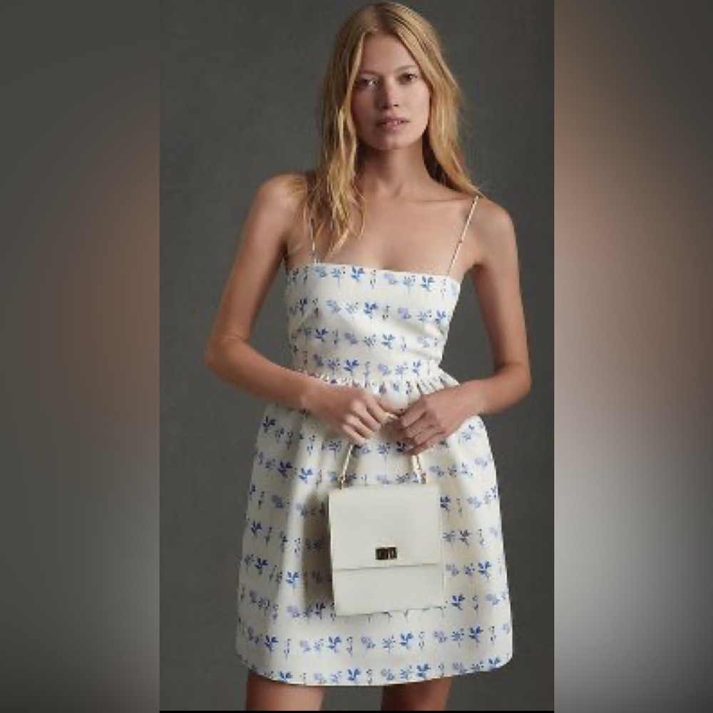 Sachin + Babi White and Blue Mini Dress